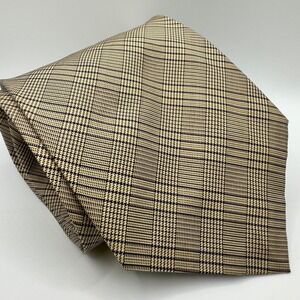 Robert Talbott Parisian Silk Tie Mens Tan Brown Glen Plaid Hand Sewn USA Necktie